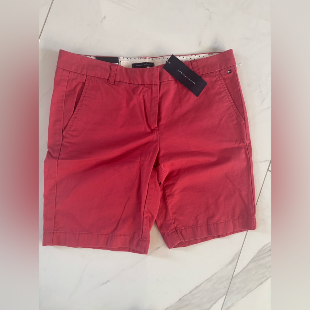 Tommy Hilfiger Red Flat Front Shorts